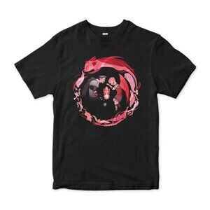 Fantasy Dragon T-Shirt – Red Dragon Circle Graphic Tee – Anime Style Couple Shir